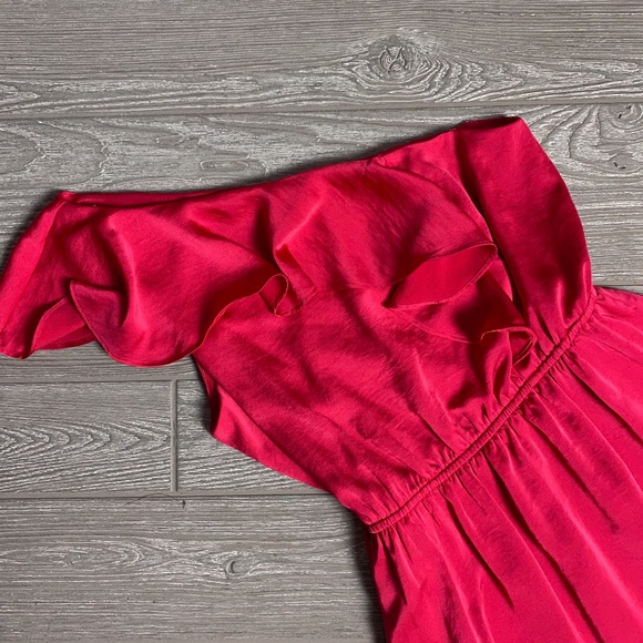 BCBGeneration Pink Silky Ruffle 1 Shoulder Dress - Picture 8 of 8